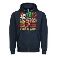 Navy ho ho holy shit what a year Zipper Hoodie - MaliasSmallBusiness