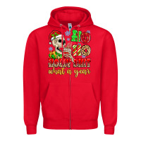 Red ho ho holy shit what a year Zipper Hoodie - MaliasSmallBusiness