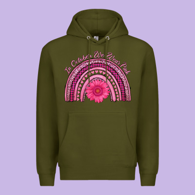 In October We Wear Pink Rainbow Premium Hoodie Designed By Adodesignshop