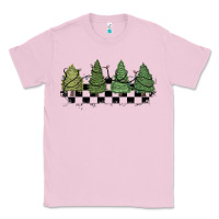 Bubblegum Pink christmas checkered trees Classic Tee - MaliasSmallBusiness
