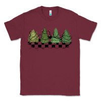 Burgundy christmas checkered trees Classic Tee - MaliasSmallBusiness