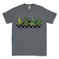Charcoal Heather christmas checkered trees Classic Tee - MaliasSmallBusiness