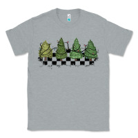 Heather Grey christmas checkered trees Classic Tee - MaliasSmallBusiness