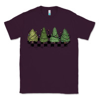 Plum christmas checkered trees Classic Tee - MaliasSmallBusiness