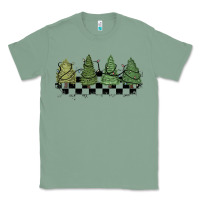 Sage christmas checkered trees Classic Tee - MaliasSmallBusiness