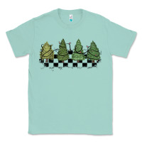 Seafoam christmas checkered trees Classic Tee - MaliasSmallBusiness