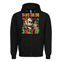 Black dead inside but jolly af Zipper Hoodie - MaliasSmallBusiness