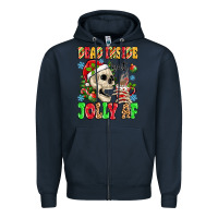 Navy dead inside but jolly af Zipper Hoodie - MaliasSmallBusiness