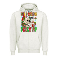 Oatmeal Heather dead inside but jolly af Zipper Hoodie - MaliasSmallBusiness