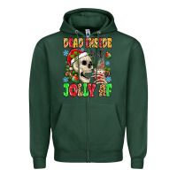 Sports Green dead inside but jolly af Zipper Hoodie - MaliasSmallBusiness