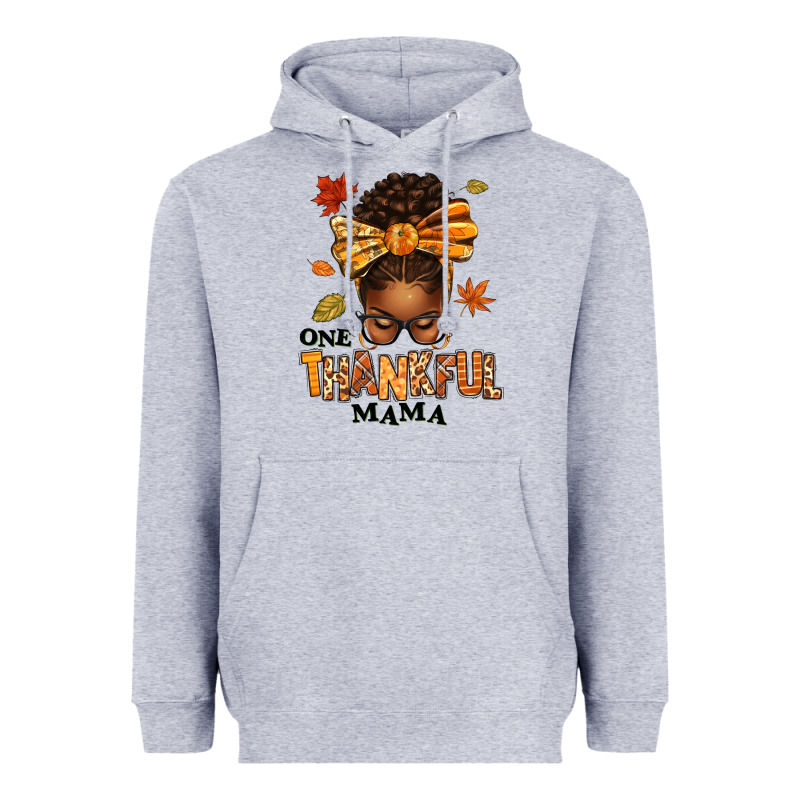 One Thankful Mama Afro Messy Bun Heavyweight Hoodie by texasbilliewilder | Teevron