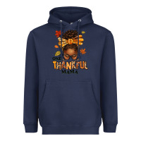 Navy one thankful mama afro messy bun Heavyweight Hoodie - texasbilliewilder