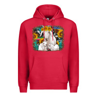Cardinal goat family with sunflowers western serape turquoise background Premium Hoodie - Artiststas