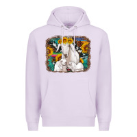Lilac goat family with sunflowers western serape turquoise background Premium Hoodie - Artiststas