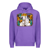 Purple goat family with sunflowers western serape turquoise background Premium Hoodie - Artiststas