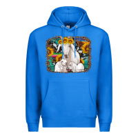 True Royal goat family with sunflowers western serape turquoise background Premium Hoodie - Artiststas