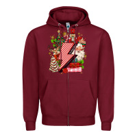 Burgundy christmas season lightning bolt Zipper Hoodie - MaliasSmallBusiness