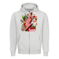 Dove Grey christmas season lightning bolt Zipper Hoodie - MaliasSmallBusiness
