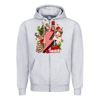 Heather Grey christmas season lightning bolt Zipper Hoodie - MaliasSmallBusiness