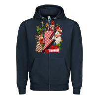 Navy christmas season lightning bolt Zipper Hoodie - MaliasSmallBusiness