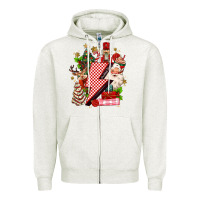 Oatmeal Heather christmas season lightning bolt Zipper Hoodie - MaliasSmallBusiness