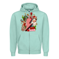 Seafoam christmas season lightning bolt Zipper Hoodie - MaliasSmallBusiness