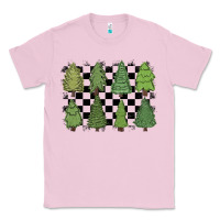 Bubblegum Pink checkered trees Classic Tee - MaliasSmallBusiness