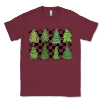 Burgundy checkered trees Classic Tee - MaliasSmallBusiness