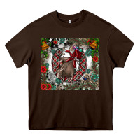 Chocolate Brown Rodeo Santa Heavy Core Tee - CowhideDigitalArt