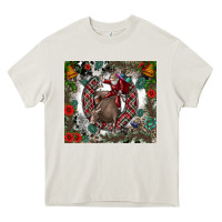 Cream Rodeo Santa Heavy Core Tee - CowhideDigitalArt