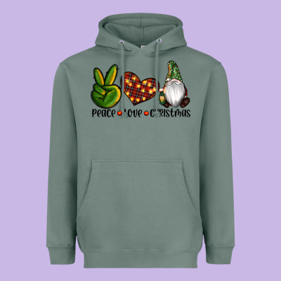 Peace Love Gnomes Christmas Heavyweight Hoodie Designed By Ranaportraitstore