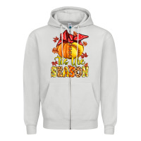 Dove Grey tis the season fall softball Zipper Hoodie - MaliasSmallBusiness