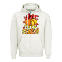 Oatmeal Heather tis the season fall softball Zipper Hoodie - MaliasSmallBusiness