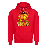 Red tis the season fall softball Zipper Hoodie - MaliasSmallBusiness