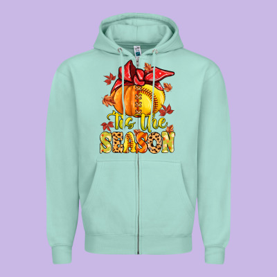 Zipper Hoodie tis the season fall softball