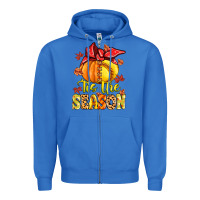 True Royal tis the season fall softball Zipper Hoodie - MaliasSmallBusiness
