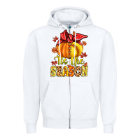 White tis the season fall softball Zipper Hoodie - MaliasSmallBusiness