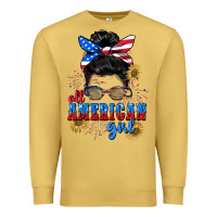 Antique Gold All American girl 4th of July Premium Sweatshirt - CowGirlArtShop