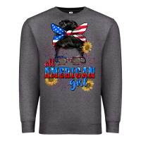 Charcoal Heather All American girl 4th of July Premium Sweatshirt - CowGirlArtShop