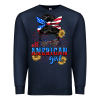 Navy All American girl 4th of July Premium Sweatshirt - CowGirlArtShop