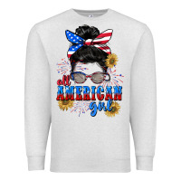 Oatmeal Heather All American girl 4th of July Premium Sweatshirt - CowGirlArtShop