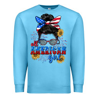Ocean Blue All American girl 4th of July Premium Sweatshirt - CowGirlArtShop