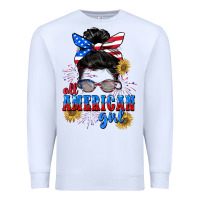 White All American girl 4th of July Premium Sweatshirt - CowGirlArtShop