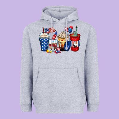 4th Of July Coffee Cups Heavyweight Hoodie Designed By Zillion Design Studio