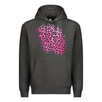 Charcoal Heather pink leopard patch Premium Hoodie - AdoDesignShop