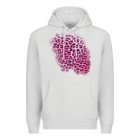 Dove Grey pink leopard patch Premium Hoodie - AdoDesignShop