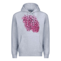 Heather Grey pink leopard patch Premium Hoodie - AdoDesignShop