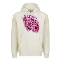Oatmeal Heather pink leopard patch Premium Hoodie - AdoDesignShop