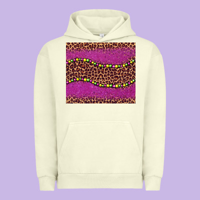 Mardi Gras  Leopard Pink Glitter Bead Urban Hoodie Designed By Barkaloodesign