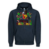 Navy merry christmas hair Zipper Hoodie - MaliasSmallBusiness